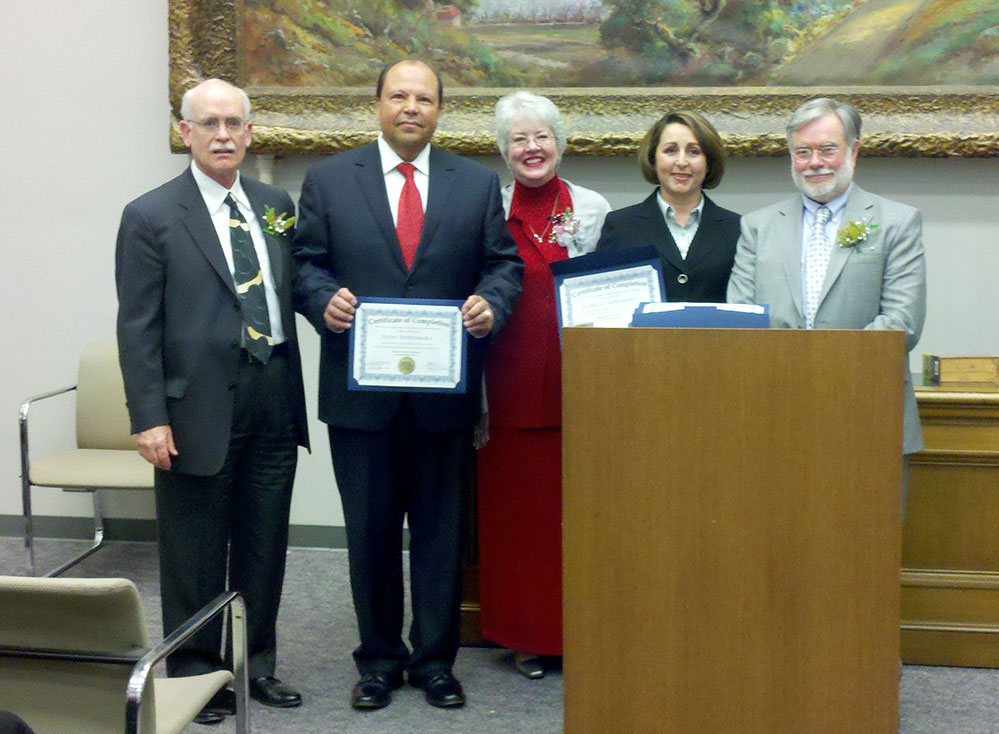 Elias and Camelia DeHerrera receive certificate from Santa Clara County Superior Court Judges for the Leadership Class